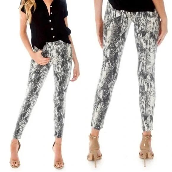 Pistola Revolve Snake Skin Print Skinny Stretchy Raw Hem Jeans 24 Edgy Statement - Picture 1 of 13